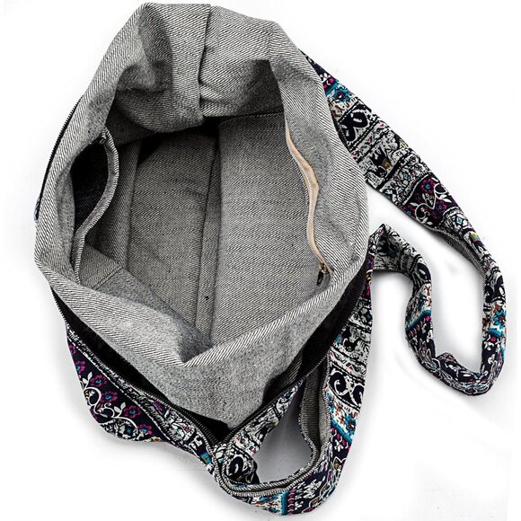 Hippie Cotton Crossbody Bag Unisex Large Sling Boho Shoulder Purse - Picture 5 of 7